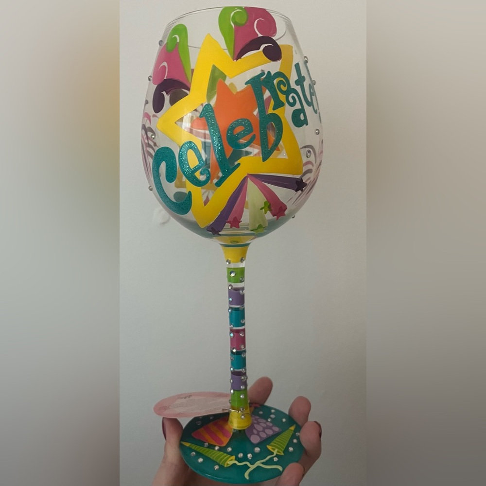 Lolita Colorful Celebration Wine Glass NWT & Box